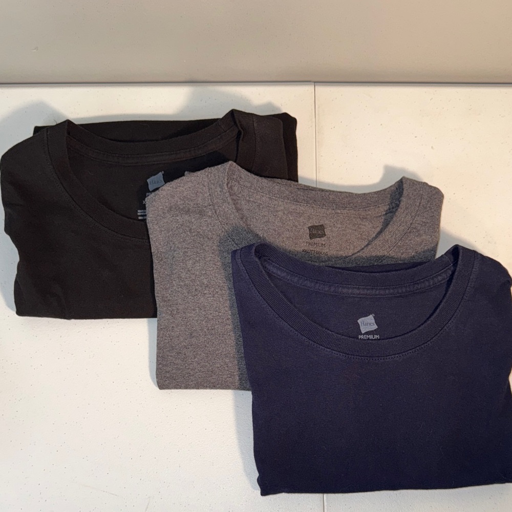 Hanes Men's Premium Size XXL Charcoal, Black & Blue 3 Piece Sleeveless Tank Top